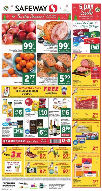 Safeway (CA, HI, OR, WA) Weekly Ad Flyer Specials December 21 to December 27, 2022