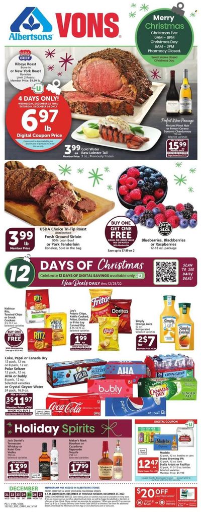 Vons (CA) Weekly Ad Flyer Specials December 21 to December 27, 2022