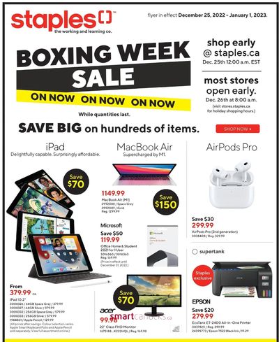 Staples Canada Boxing Week / Day 2022 Flyers Sale