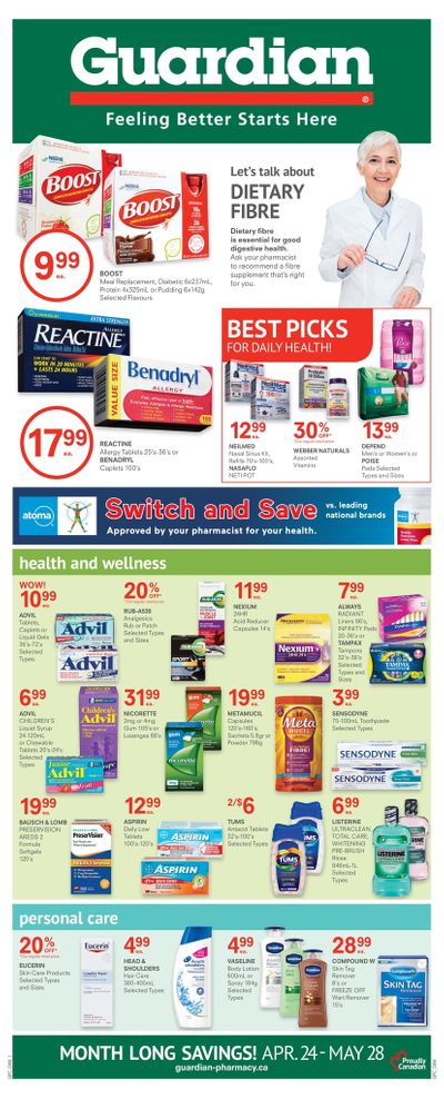 Guardian Pharmacy Flyer April 24 to May 28