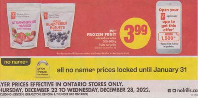 No Frills Ontario: PC Frozen Fruit $2.49 After PC Optimum Points December 22nd – 28th