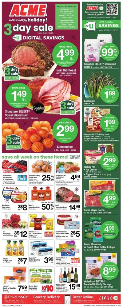 ACME (DE, NJ, NY, PA) Weekly Ad Flyer Specials December 23 to December 29, 2022