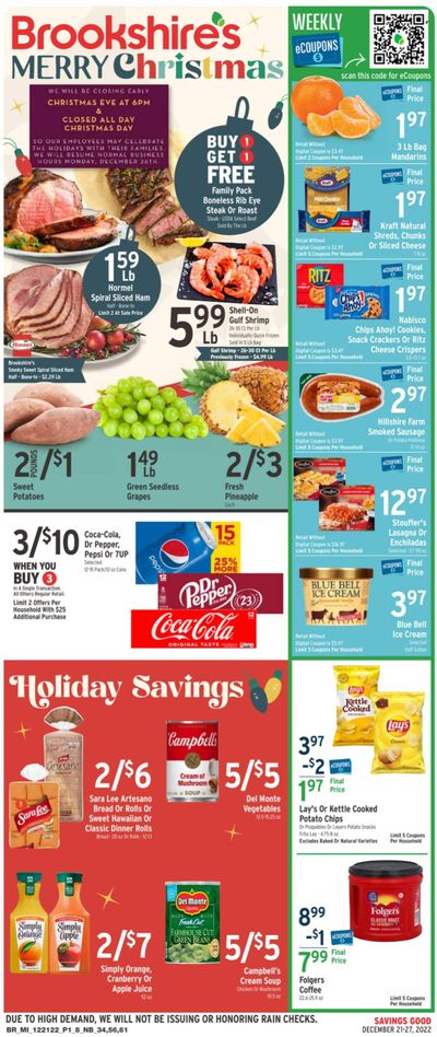 Brookshires (AR, LA, TX) Weekly Ad Flyer Specials December 21 to December 27, 2022