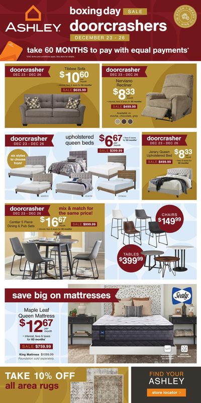 Ashley HomeStore Boxing Day Flyer December 23 to 26
