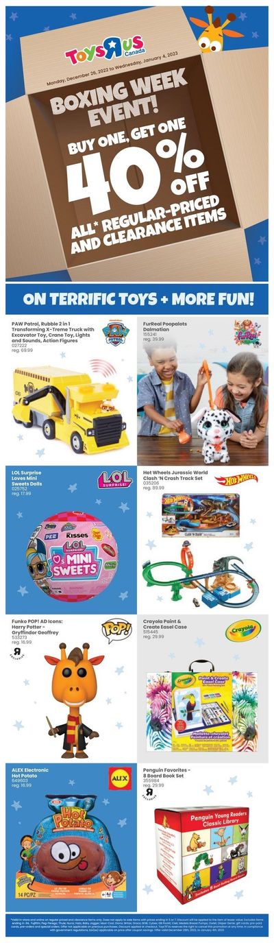 Toys R Us Boxing Week Event Flyer December 26 to January 4