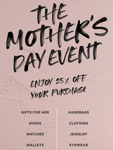 Michael Kors Canada Online Mother’s Day Event Sale: Save 25% Off your Purchase + FREE Shipping on Everything!
