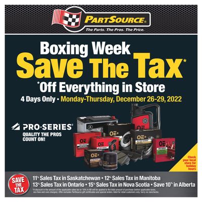 PartSource Boxing Week Flyer December 26 to 29