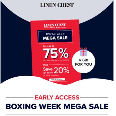 Linen Chest Canada Boxing Day Mega Sale: Save Up to 75% OFF + an Extra 20% on Almost Everything