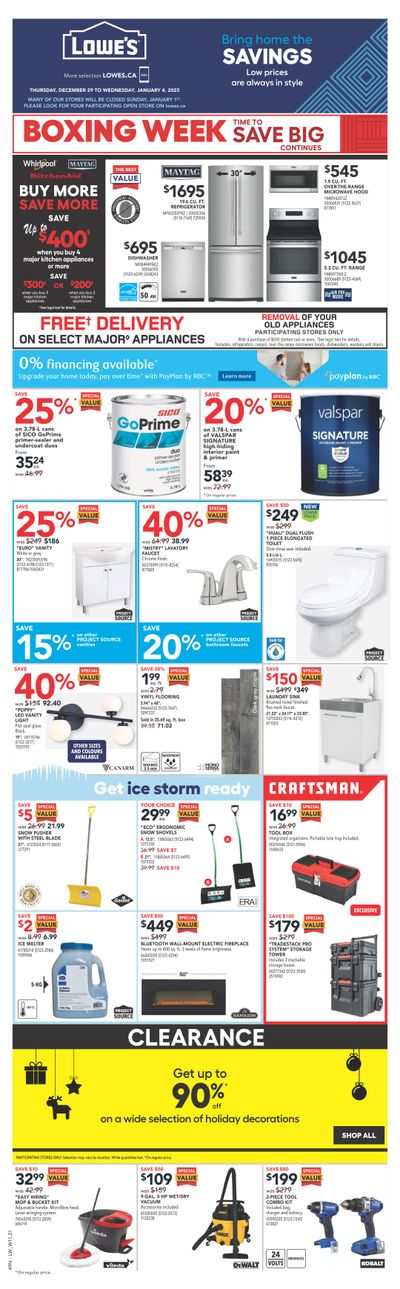 Lowe's (West) Flyer December 29 to January 4