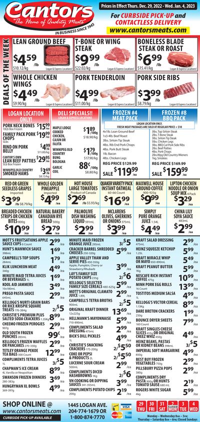 Cantor's Meats Flyer December 29 to January 4