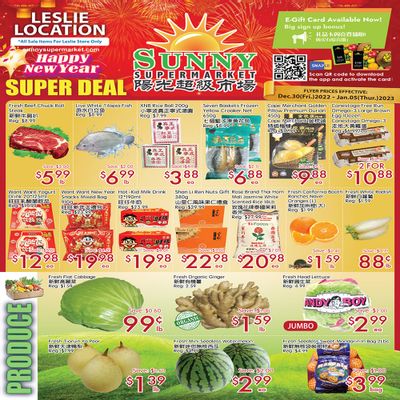 Sunny Supermarket (Leslie) Flyer December 30 to January 5