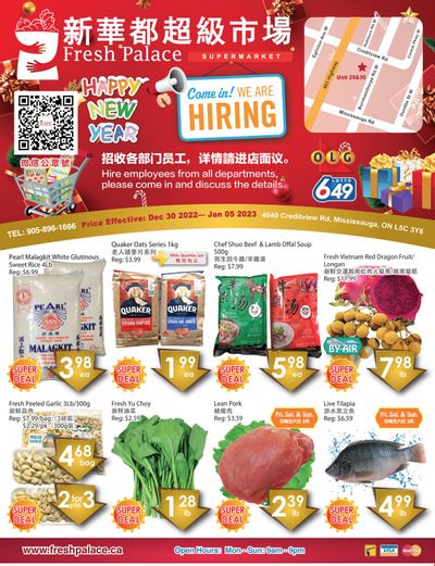Fresh Palace Supermarket Flyer December 30 to January 5