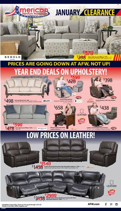 American Furniture Warehouse (AZ, CO, TX) Weekly Ad Flyer Specials December 25 to December 31, 2022