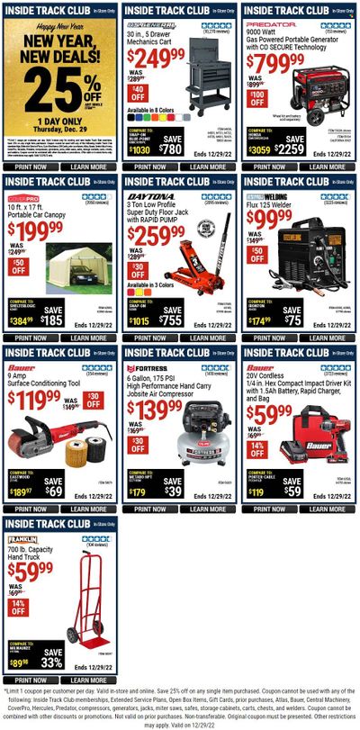 Harbor Freight Weekly Ad Flyer Specials December 29 to December 29, 2022