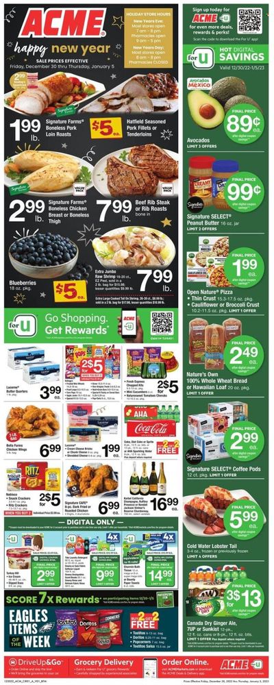 ACME (DE, NJ, NY, PA) Weekly Ad Flyer Specials December 30 to January 5, 2023