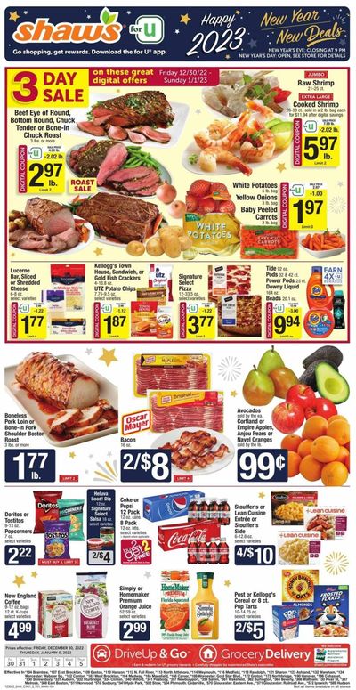 Shaw’s (MA, ME, NH, RI, VT) Weekly Ad Flyer Specials December 30 to January 5, 2023