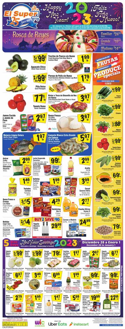 El Super (CA, NM, NV, TX) Weekly Ad Flyer Specials December 28 to January 3, 2023