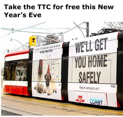 TTC and GO Transit Are Completely FREE All Night for New Year’s Eve