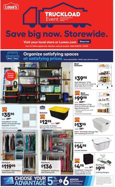 Lowe's Weekly Ad Flyer Specials December 29 to January 18, 2023