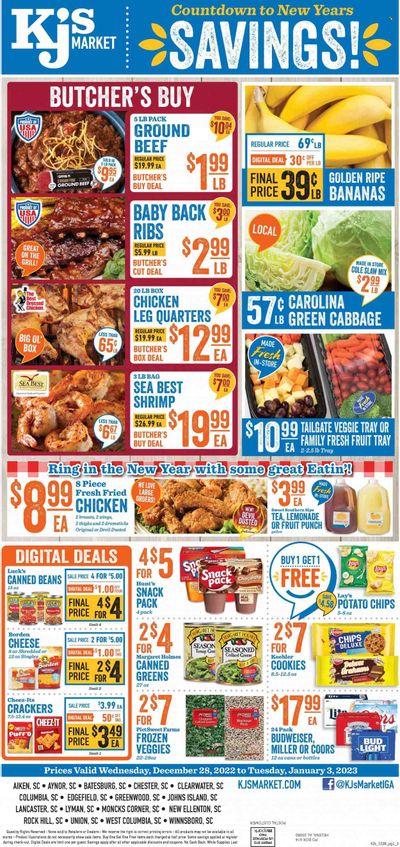 KJ´s Market (GA, SC) Weekly Ad Flyer Specials December 28 to January 3, 2023