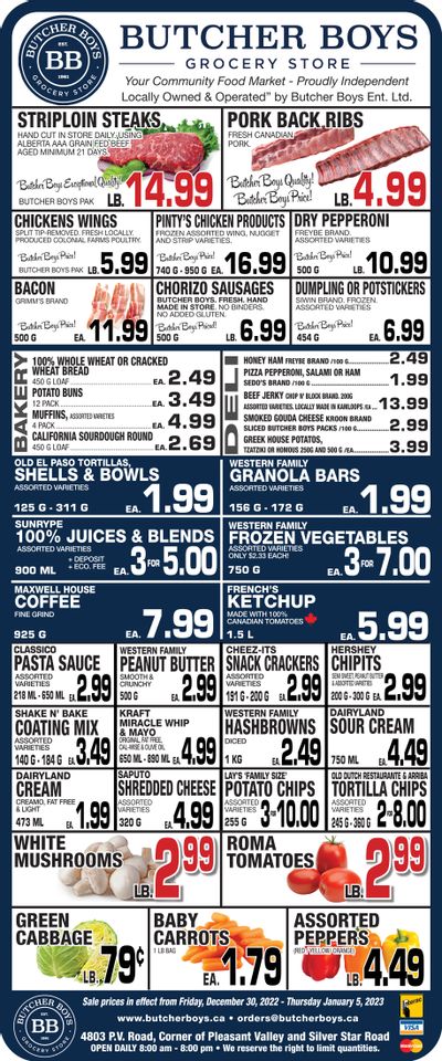 Butcher Boys Grocery Store Flyer December 30 to January 5