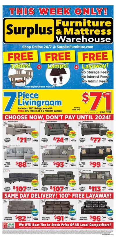 Surplus Furniture & Mattress Warehouse (Thunder Bay) Flyer January 2 to 8