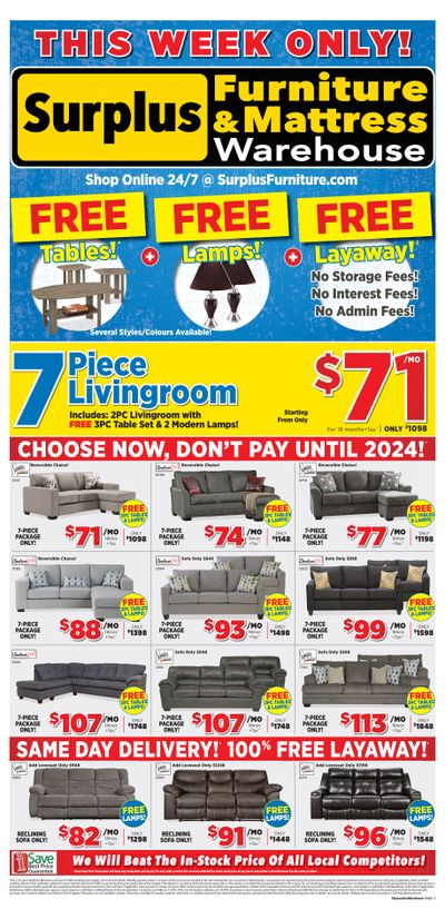 Surplus Furniture & Mattress Warehouse (Sudbury) Flyer January 2 to 8