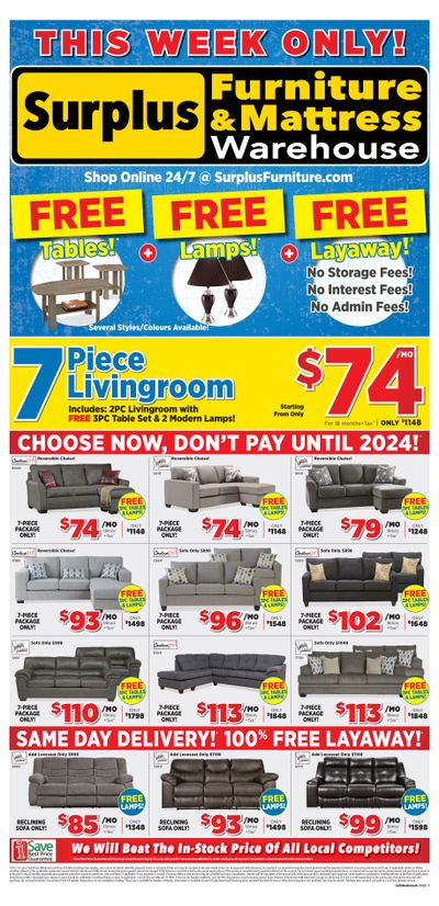 Surplus Furniture & Mattress Warehouse (Edmonton) Flyer January 2 to 8