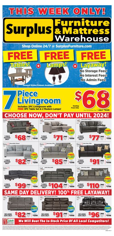 Surplus Furniture & Mattress Warehouse (Barrie) Flyer January 2 to 8