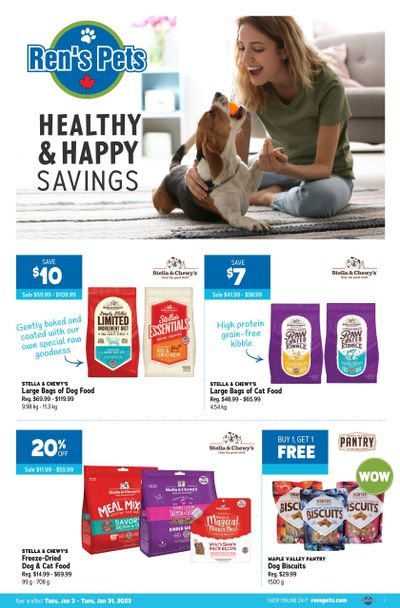 Ren's Pets Healthy and Happy Savings Flyer January 3 to 31