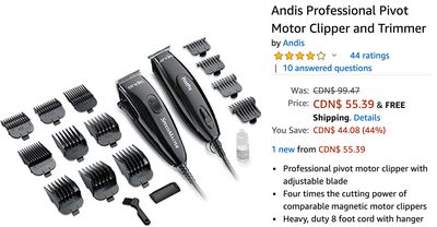 Amazon Canada Deals: Save 44% on Andis Professional Pivot Motor Clipper and Trimmer + More Deals