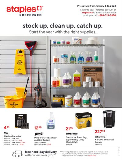 Staples Stock Up, Clean Up, Catch Up Flyer January 4 to 17