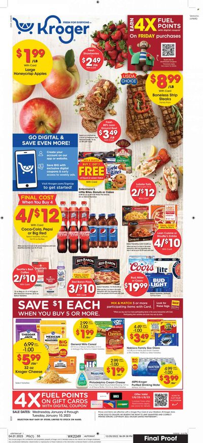 Kroger (IN) Weekly Ad Flyer Specials January 4 to January 10, 2023