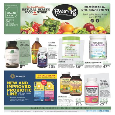 Foodsmiths Health First Flyer January 6 to 21
