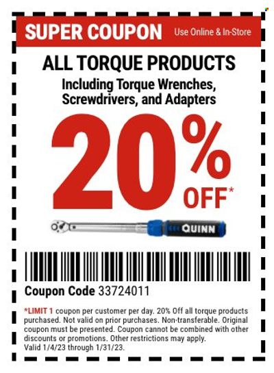 Harbor Freight Weekly Ad Flyer Specials January 4 to January 31, 2023