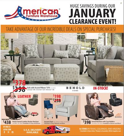 American Furniture Warehouse (AZ, CO, TX) Weekly Ad Flyer Specials January 8 to January 14, 2023