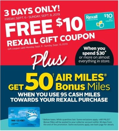 Rexall Pharma Plus Drugstore Canada Coupon & Flyers Deals: FREE $10 Card With $30 Purchase + $5 Off $25 Coupon + More