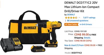 Amazon Canada Deals: Save 50% on DEWALT Max Lithium-Ion Compact Drill/Driver Kit + 47% on Nespresso Vertuo Coffee and Espresso Machine by Breville + More Deals