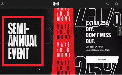 Under Armour Canada Semi-Annual Event Sale: Save an Extra 25% off Many Items Using Coupon Code