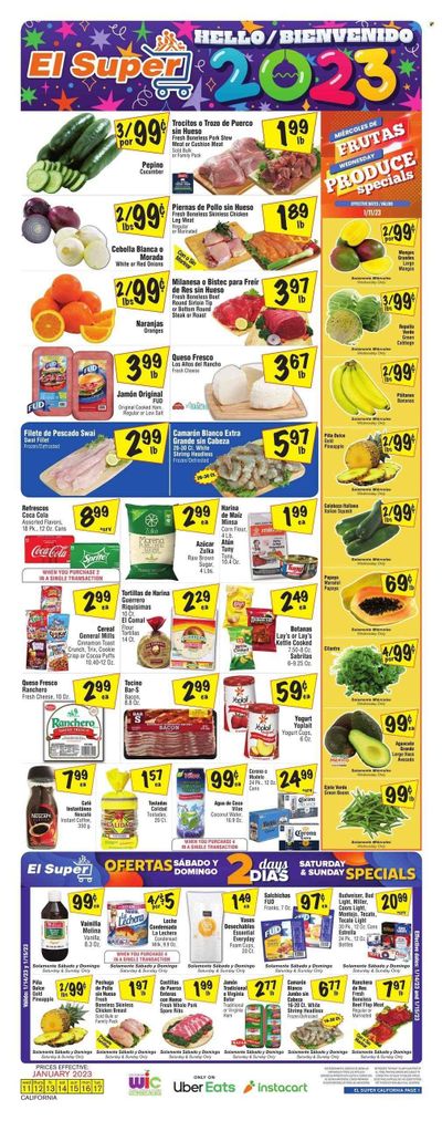 El Super (CA) Weekly Ad Flyer Specials January 11 to January 17, 2023