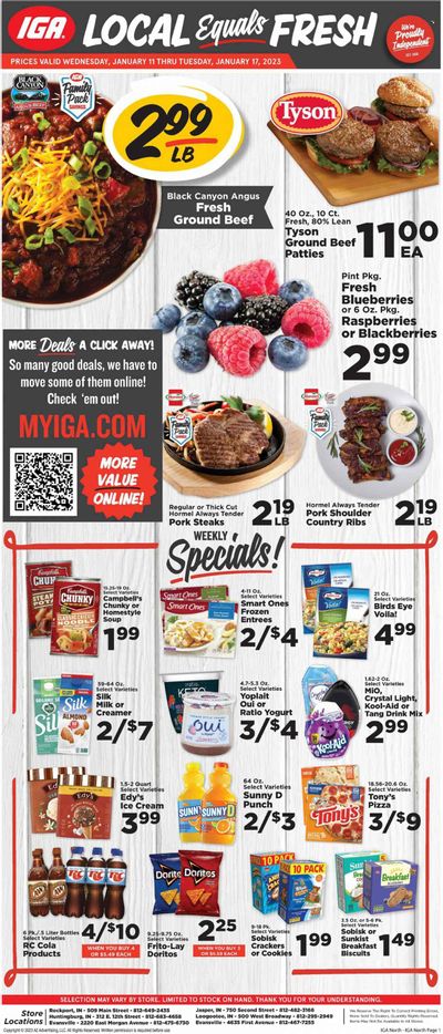 IGA (IN) Weekly Ad Flyer Specials January 11 to January 17, 2023