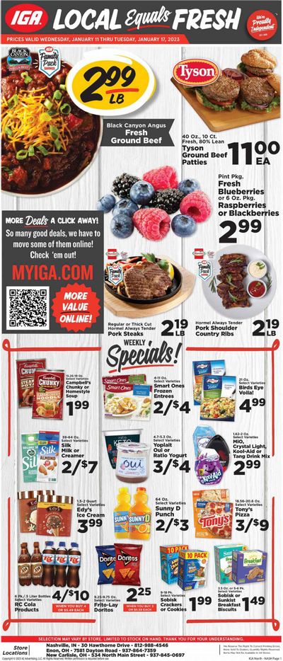 IGA (IN) Weekly Ad Flyer Specials January 11 to January 17, 2023