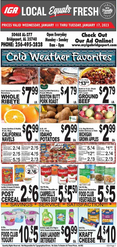IGA (50) Weekly Ad Flyer Specials January 11 to January 17, 2023