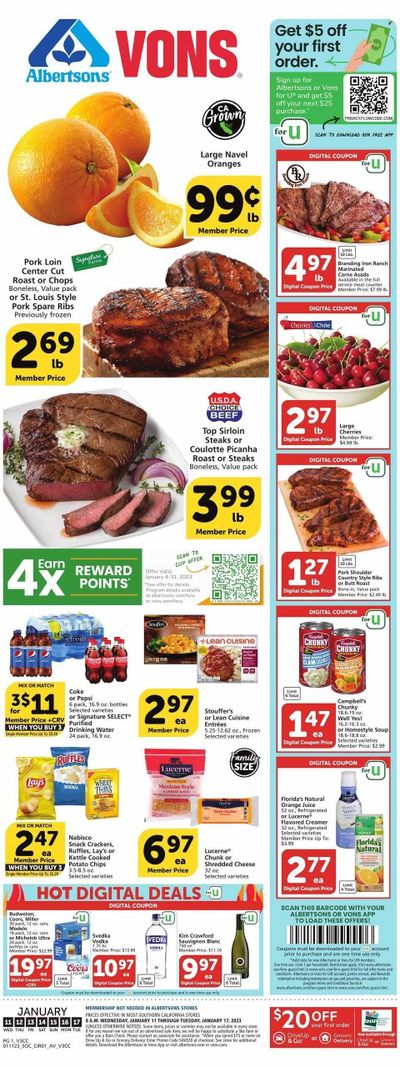 Vons (CA) Weekly Ad Flyer Specials January 11 to January 17, 2023