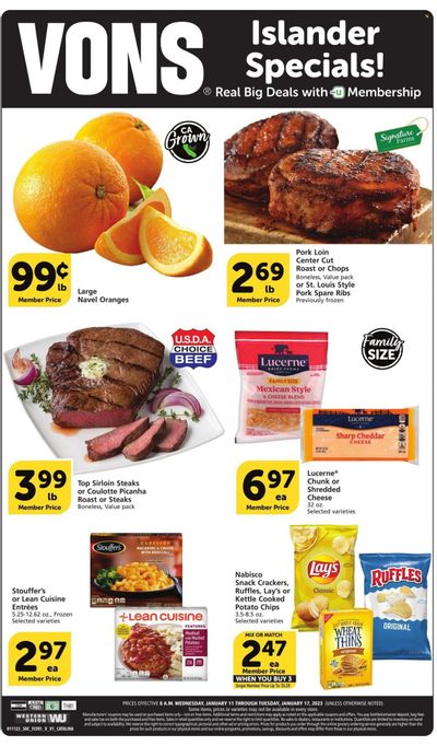 Vons (CA) Weekly Ad Flyer Specials January 11 to January 17, 2023