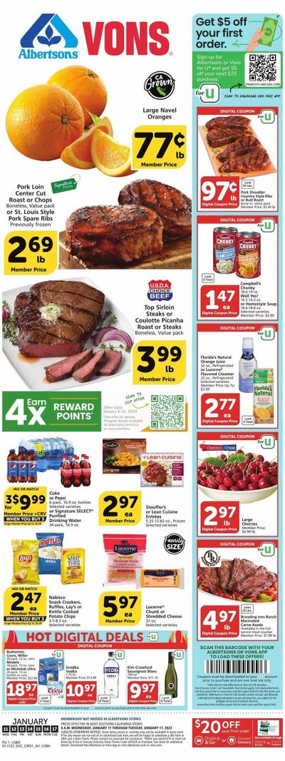 Vons (CA) Weekly Ad Flyer Specials January 11 to January 17, 2023