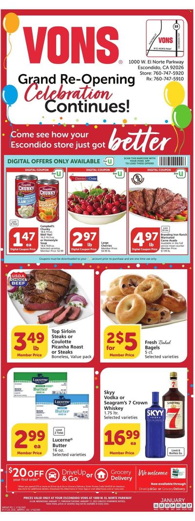 Vons (CA) Weekly Ad Flyer Specials January 11 to January 17, 2023