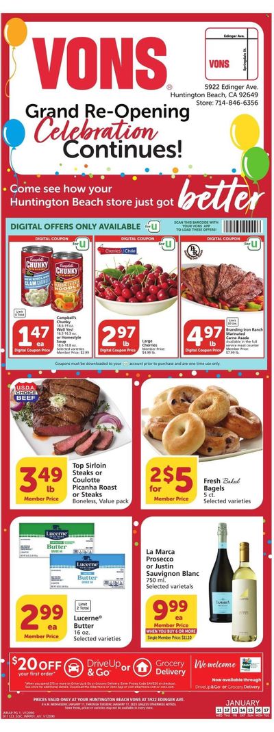 Vons (CA) Weekly Ad Flyer Specials January 11 to January 17, 2023