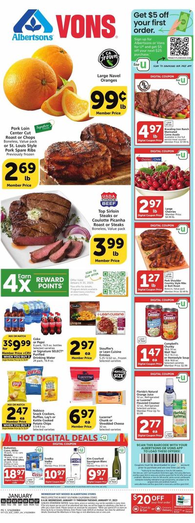 Vons (CA) Weekly Ad Flyer Specials January 11 to January 17, 2023