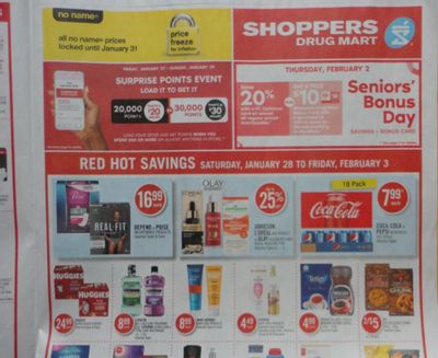 Shoppers Drug Mart Canada Surprise Points Event January 27th – 29th: Get 20,000 or 30,000 Points When You Spend $60